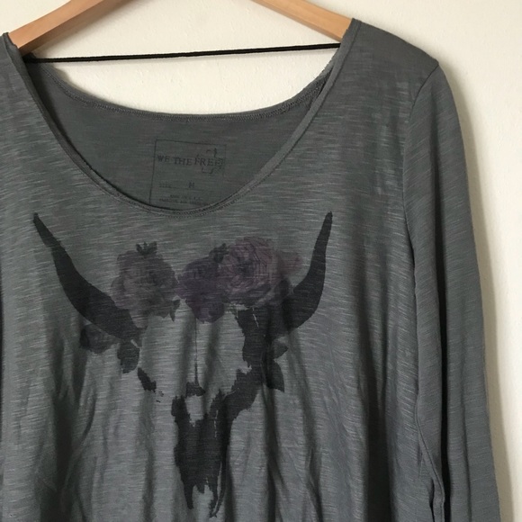 We The Free People Cow Skull Split Back Top - Picture 3 of 8